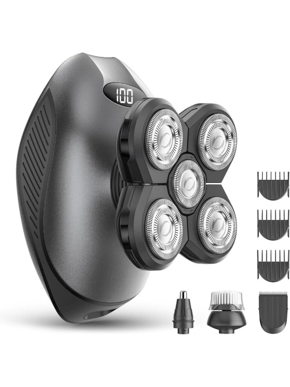 5-in-1 Waterproof Electric Razor for Men, Rechargeable Bald Head & Beard Trimmer